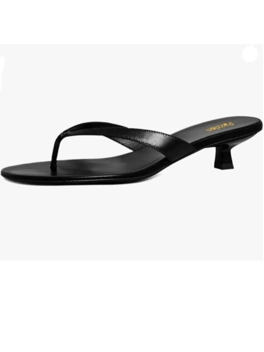 Pazzion Womens Fashion Open Toe Kitten Heel Flip Flops Slip On Low Heeled Black